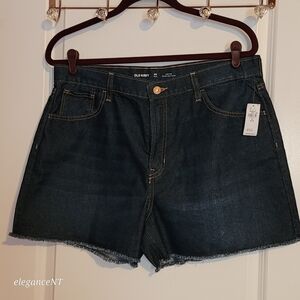 Old Navy Dark Indigo High Rise Denim Jeans Cutoff Shorts sz: 20 plus NWT